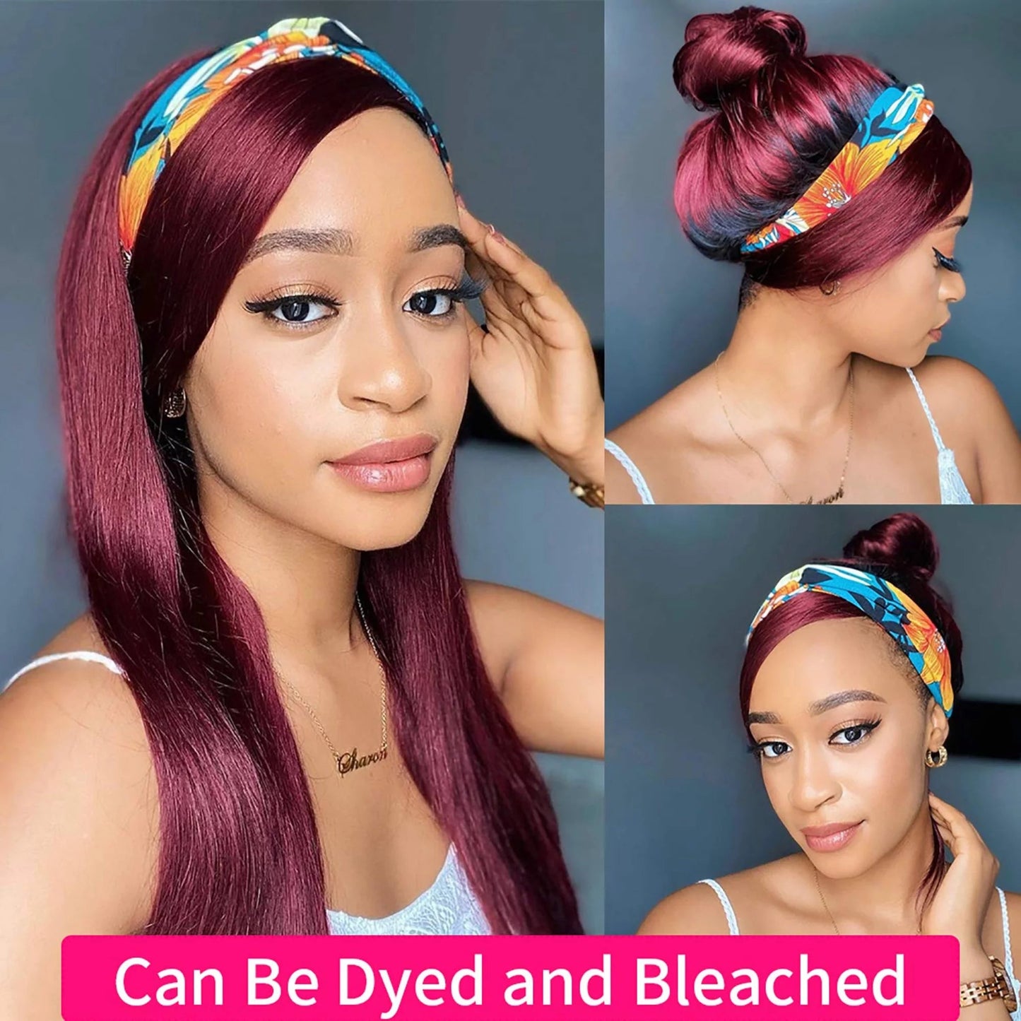 Headband Straight Human Hair Wigs Natural Color Wig No GLUE Easy Wear