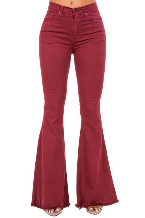 Bell Bottom Jean in Wine - Inseam 30\"