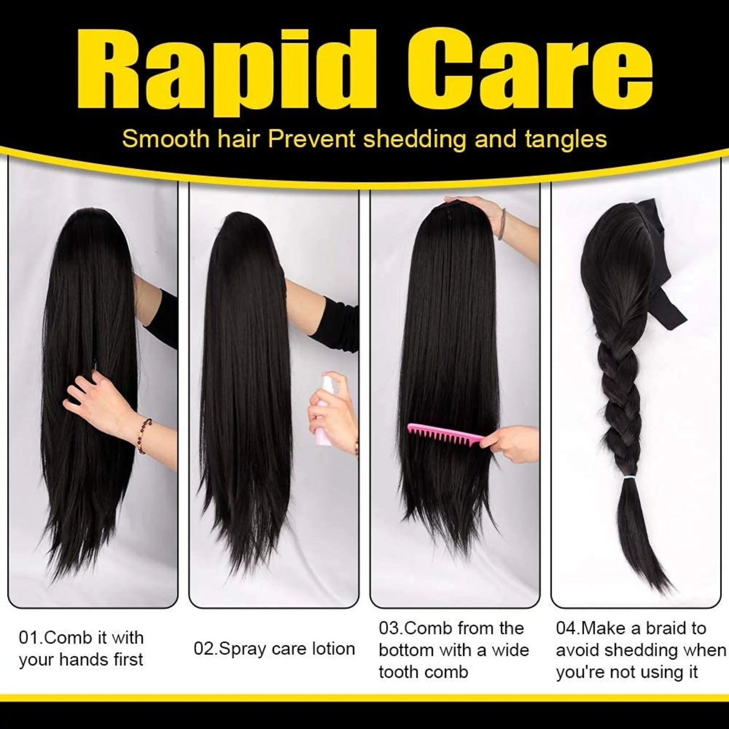Headband Straight Human Hair Wigs Natural Color Wig No GLUE Easy Wear