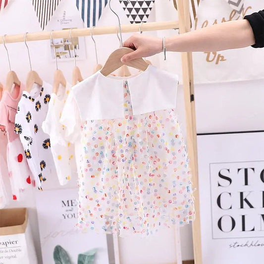 Baby Girl Polka Dot Print Lace Patchwork Design Sleeveless Dress - Lady B united KingdomLady B united KingdomLady B united KingdomLady B united Kingdom
