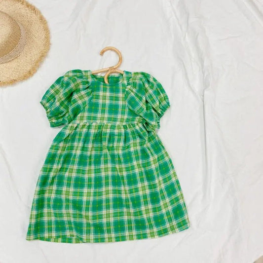 Baby Girls Plaid Pattern Pull - Sleeved Design O - Neck Long Dress In - Lady B united KingdomLady B united KingdomLady B united KingdomLady B united Kingdom